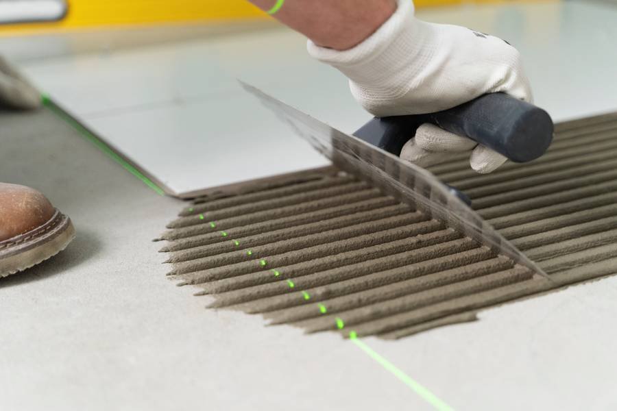 Tile and epoxy flooring installation